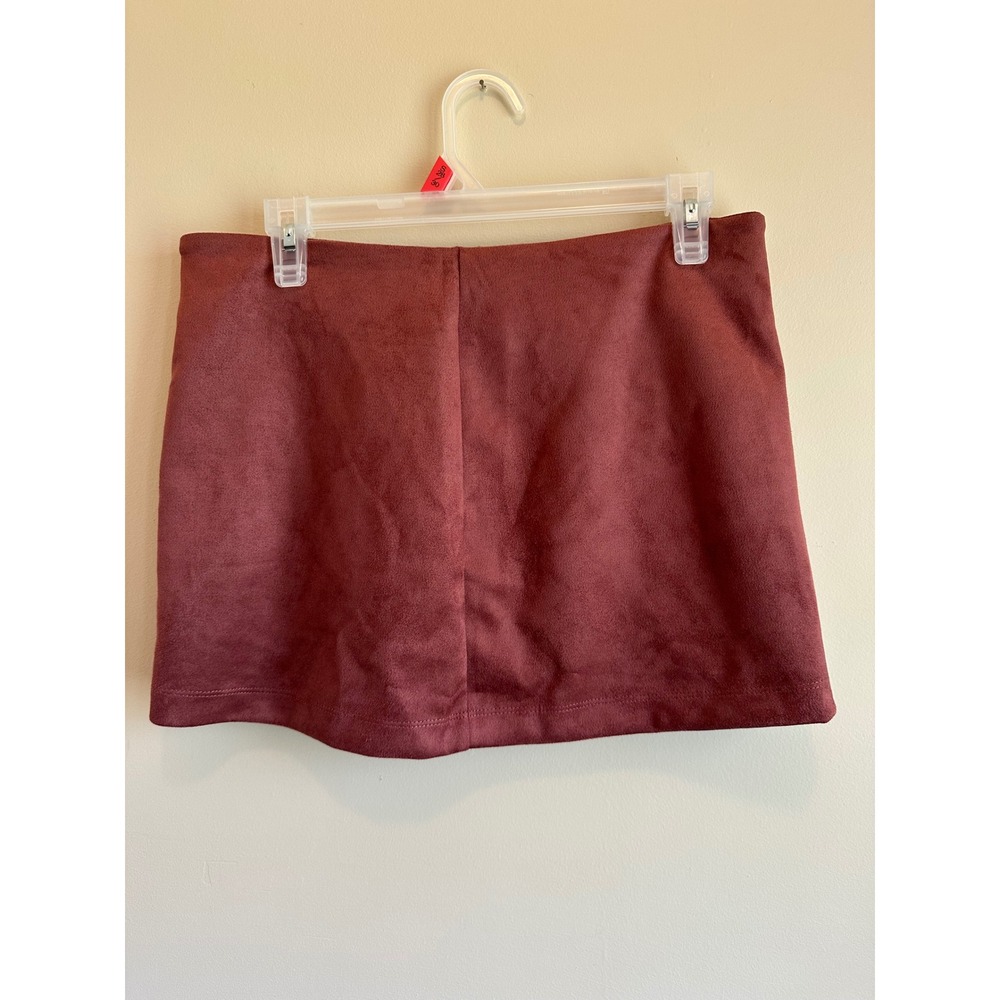 Forever 21 Burgundy Faux Suede Mini Skirt Wine Red Size Large High Waisted